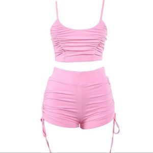 Pink Ruched Short Workout